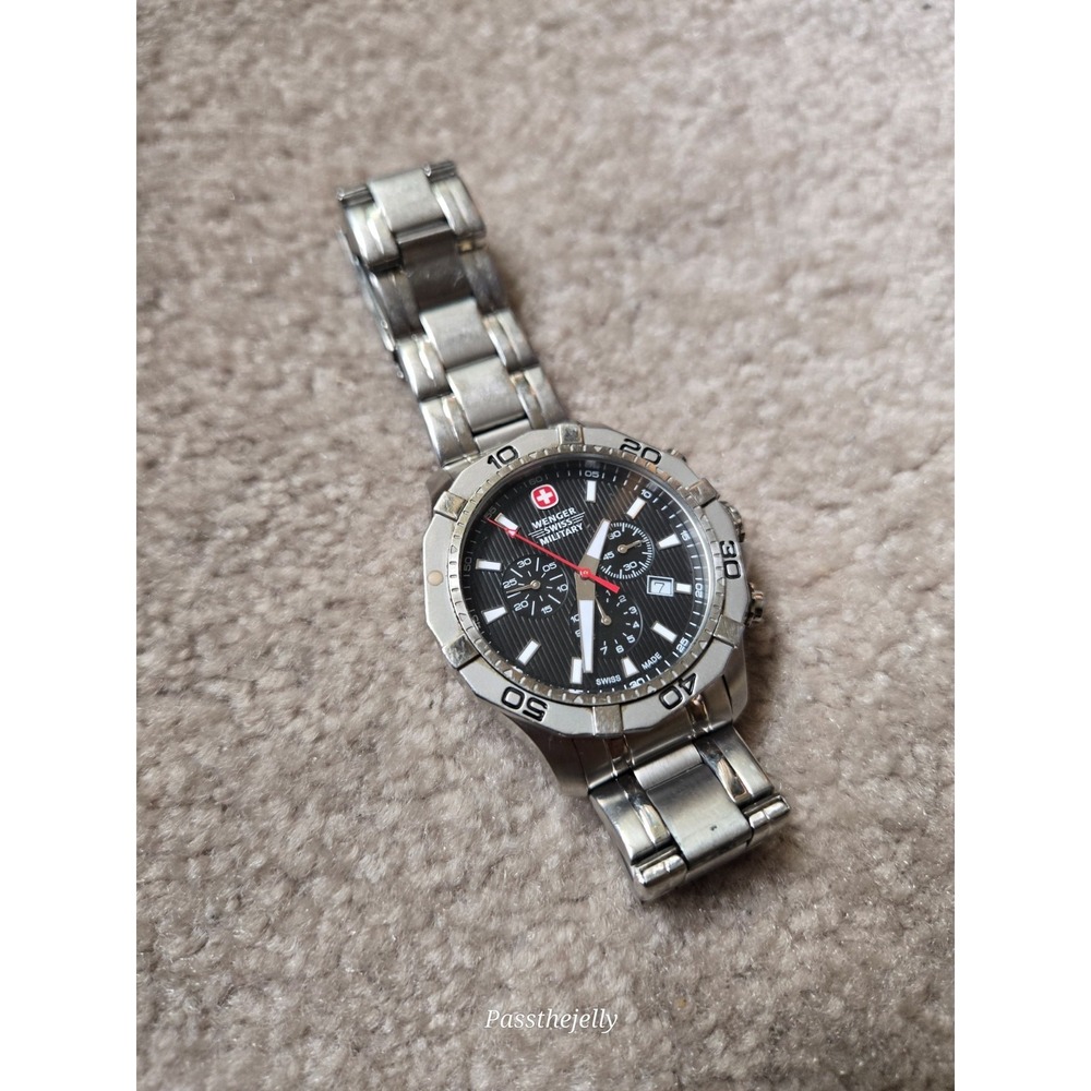 Wenger Swiss Military Chronograph Watch Mens Heritage Sport Diver Black Dial